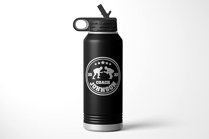 Wrestling Coach gifts, Tumbler, Coach tumbler, Wrestling gifts, Coach Beer glass, Coach gift, Coach gifts, Wrestling Coach (Wrestling Circle, Black, 32oz Water Bottle)