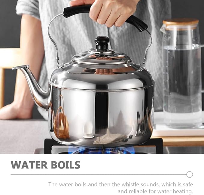 ERINGOGO Stainless Steel Whistling Tea Kettle Large Capacity Stove Top Kettle Compatible with Induction and Gas Stoves Comfortable Handle for Boiling Water and Brewing Coffee Tea