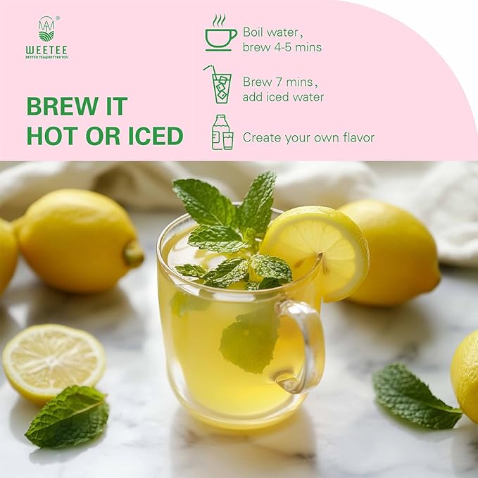 WT WEETEE Ginger Peach Green Tea Bags, Made of Green Tea, Ginger & Natural Peach Flavor, Low Caffeine Tea Bags 100 Counts, Fruity & Mildly Gingery Good for Iced