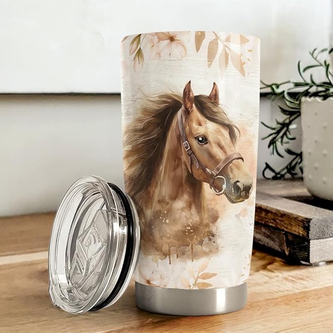 20oz Stainless Steel Insulated TumblerHorse Tumbler 20oz Stainless Steel Insulated Coffee Travel Mug Cup for Women Girls Horse Gifts for Birthday Christmas Mothers Day