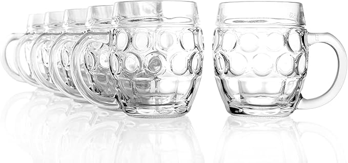 Stlzle Lausitz Tbinger Eye Jug, Pint Glass, Ball, with Fill Mark, Traditional Design, Pack of 6, Dishwasher Safe (250 ml)