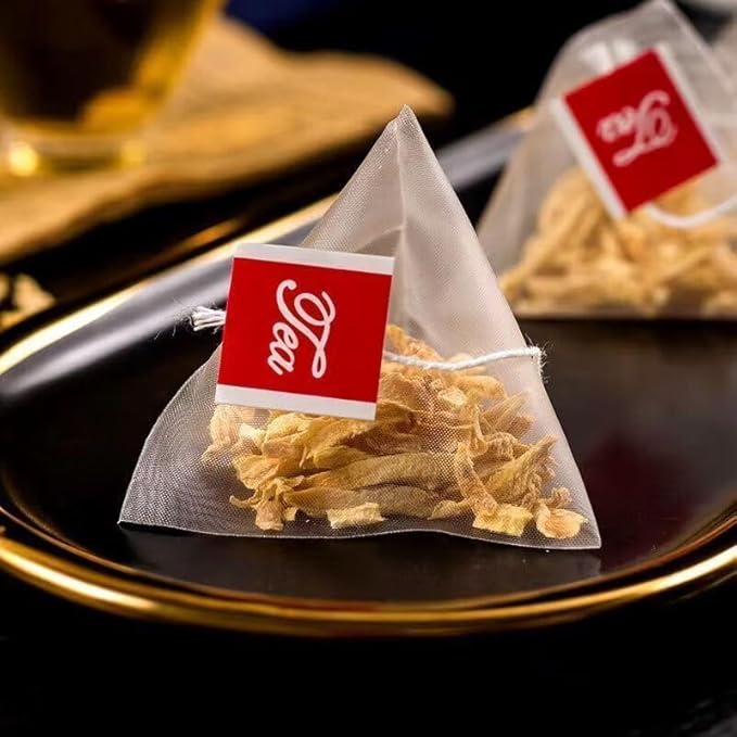 Shredded Ginger Herbal Tea – 姜根茶 – 3.5oz/100g, 50 Pyramid Tea Bags, Non-GMO, Caffeine-Free, Warming & Spicy, Supports Digestion & Circulation