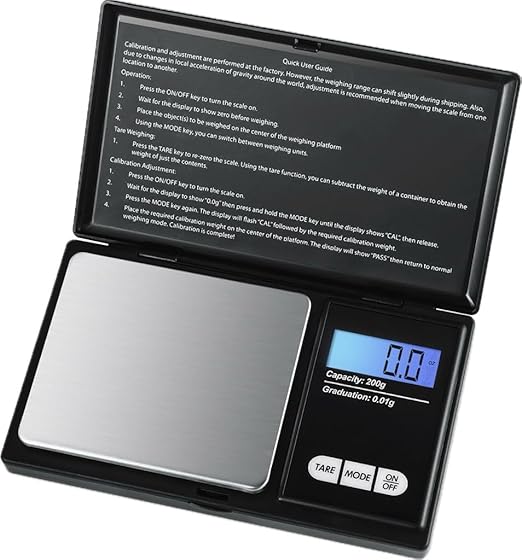 200g X 0.01g Digital Mini Pocket Scale, Weight Scale for Kitchen with Backlit LCD Display, Portable Travel Jewelry Herb Scale for Small Food