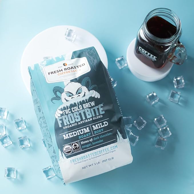Fresh Roasted Coffee, Organic Frostbite Cold Brew | Mold & Myco 3rd Party Tested, USDA Organic, Kosher | Medium Roast | 2 lb Coarse Ground