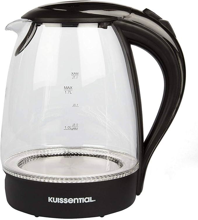 Electric Water Tea Kettle (1.7Liters) -Fast Heating w Auto Shut-Off, Boil-Dry Protection & Cool Touch Handle- Non Slip 360° Rotary Base -30" Cord Wraps into Base for Easy Storage & Cordless Serving