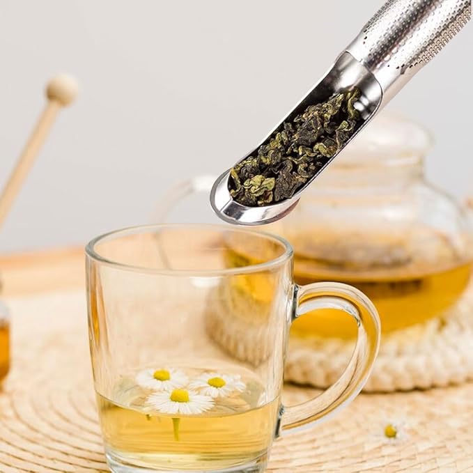 Stainless Steel Tea Diffuser,Upgrade Tea Pipe Stainless Steel Tea Infuser with Hanging Hook Handle,Fine Holes Tea Strainers Interval Diffuser for Loose Tea Coffee Seasonings Spices (4 PCS)