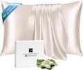 Ravmix Silk Pillow Cases with Zipper, 21 Momme Mulberry Silk Pillowcase for Hair Skin Health, Soft Smooth Breathable Cool Pillow Cover for Beauty Sleep with Gift Box(Standard 20"x26", Beige) 1PC