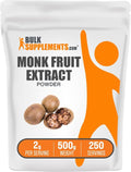 BulkSupplements.com Monk Fruit Extract Powder - Luo Han Guo Extract, Monk Fruit Without Erythritol - 250 Servings, Gluten Free, 2g per Serving, 500g (1.1 lbs) (Pack of 1)