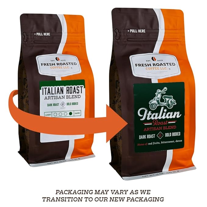 Fresh Roasted Coffee, Italian Roast, 12 oz, Dark, Kosher, Ground