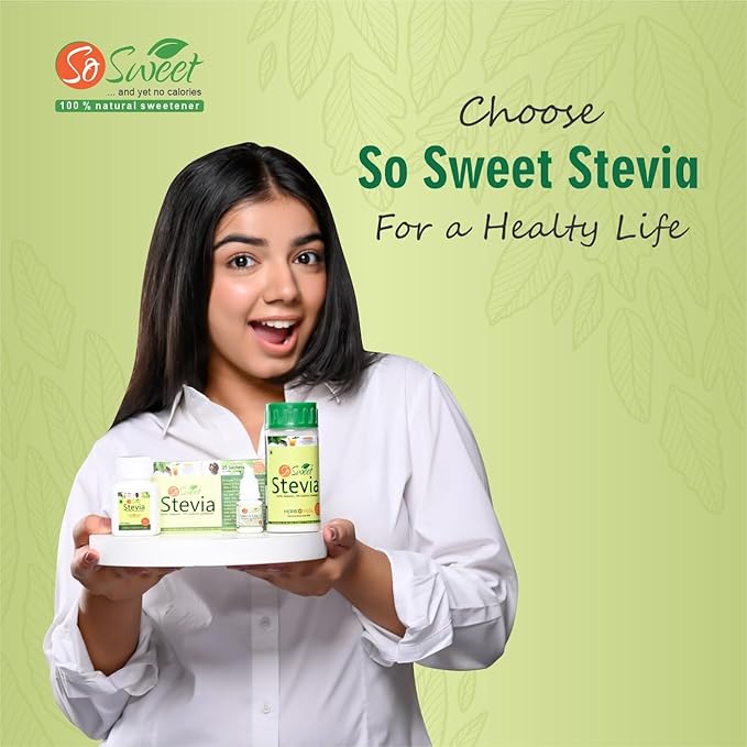 So Sweet Stevia 100 Tablet - Natural Sweetener, Zero Calories, Keto-Friendly, Organic Sugar Substitute, No Artificial Flavors, Convenient Travel Size