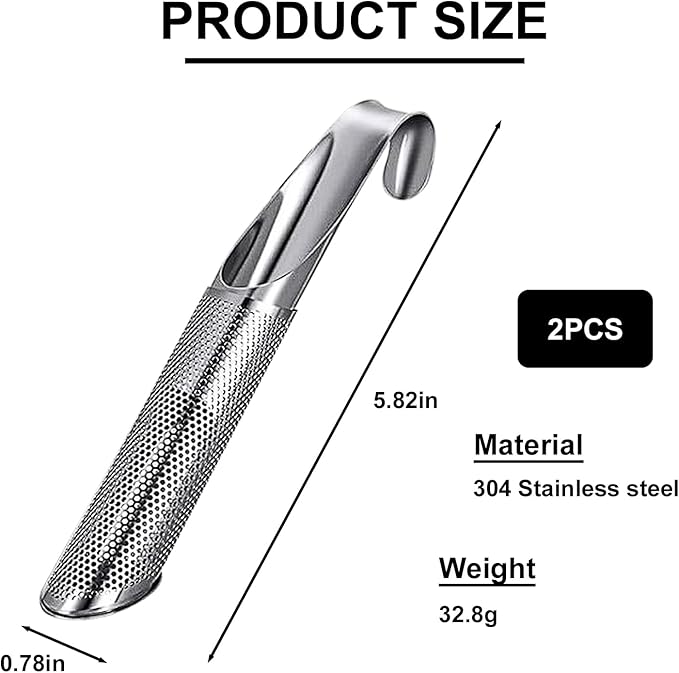 2 PCS Stainless Steel Tea Diffuser，Long-handle Filters with Fine Mesh Strainer ，Tea Bags for Loose Leaf Tea, Coffee, Spices, Seasonings