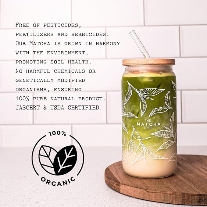The Matcha Tribe Organic Ceremonial Grade Matcha Powder – Matcha Green Tea for Lattes | First-Harvest Stone-Ground Japanese Matcha Tea from Uji & Kagoshima, Japan | 30g Tin
