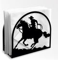 Western Cowboy Riding Horse Decorative Black Metal Napkin Holder for Table, 5.3" x 4.9" x 2" Standing Napkin Holder for Home Kitchen Restaurant Picnic Party Coffee Bar Dining Room