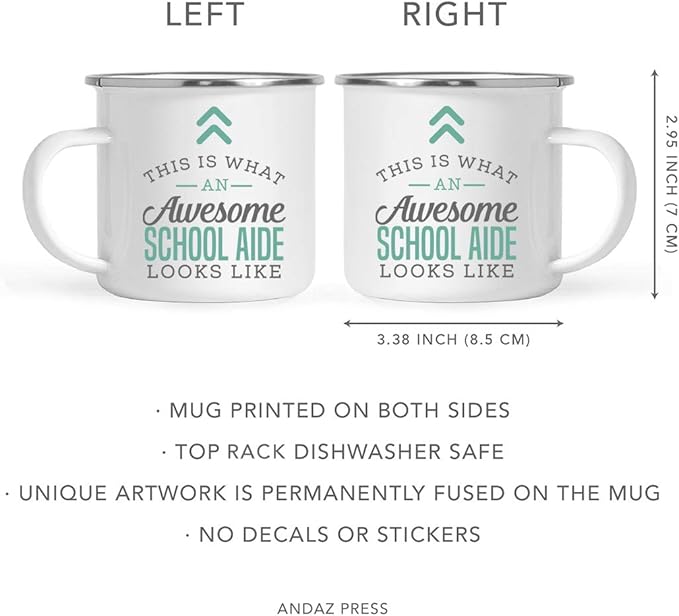 Andaz Press 11oz. Stainless Steel Campfire Coffee Mug, Awesome School Aide, 1-Pack, Birthday Gift Ideas, Includes Gift Box