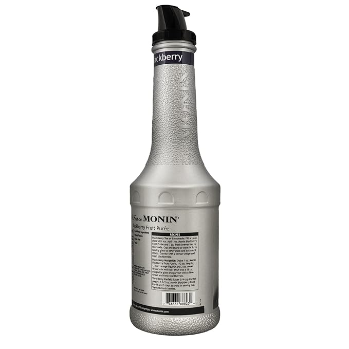 Monin - Blackberry Purée | Premium Purée for Cocktails, Smoothies & More | Clean Label with No Artificial Flavors, No Artificial Preservatives (BPA-Free Plastic Bottle, 1 Liter)