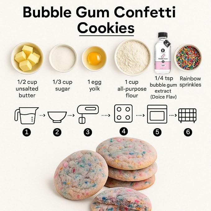 Dolce Flav Bubble Gum Extract – 8 Ounce Oil-Soluble Kosher, Sugar-Free, Concentrated Classic Bubble Gum Flavoring for Baking, Chocolates & Desserts
