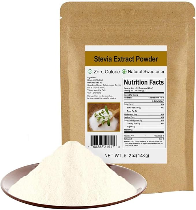 Pure Stevia Extract Powder without Erythritol 5.2oz(148g) - Highly Concentrated Stevia Powder Sweetener, Zero Calorie, No Artificial, Natural Sugar Alternative