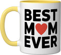 Best Mom Ever Heart Mother's Day Love Ceramic Mug, Yellow/White