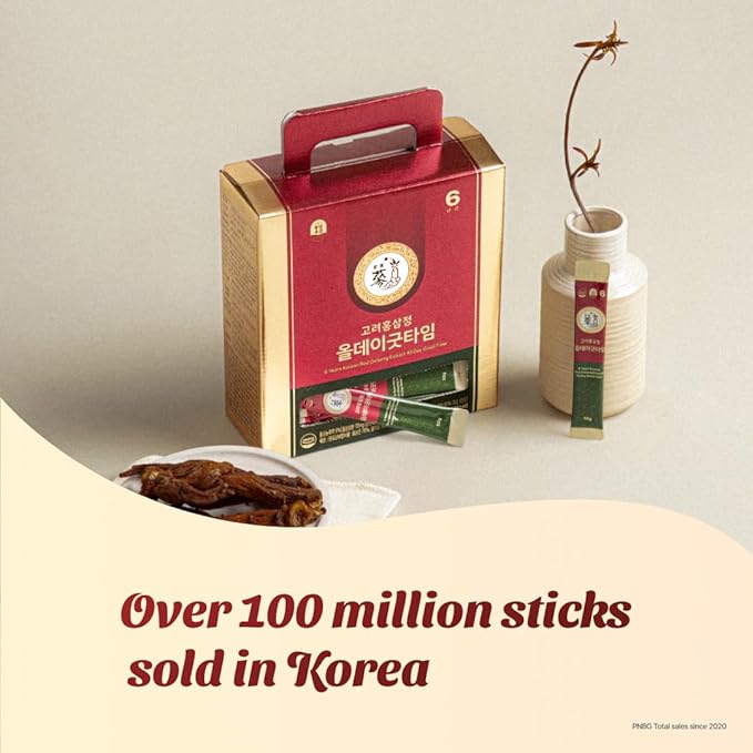 6-Year Korean Red Ginseng Extract Shot, HACCP Certified, Caffeine Free, Formulated with 12+ Traditional Korean Herbal Ingredients -Parent (100sticks, AlldayGoodtime)