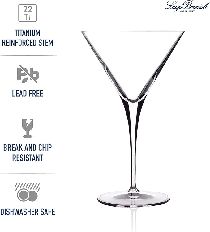 Luigi Bormioli Crescendo 10 Oz Martini Glasses, Set of 4, Crystal Cocktail Glasses, Dishwasher Safe Martini Glass, Made in Italy