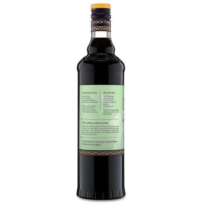 Liber & Co. Caramelized Fig Syrup - Made with California Mission & Calimyrna Figs - Perfect for Old Fashioneds, Manhattans & Aged Spirit Cocktails - Makes 50 Drinks - Craft Cocktail Mixer (25.4 oz)