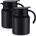 2 Pcs Thermal Coffee Carafe for Keeping Hot/Cold Stainless Steel Small Coffee Creamer Container Double Wall Vacuum Insulated Tea pot Beverage Dispenser for Milk Hot Chocolates(Black,34 oz)