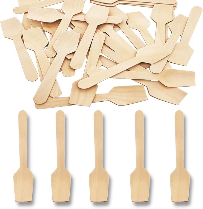 Mini Wooden Spoons, 200 Pcs 4 Inch Disposable Wooden Dessert Spoons, Biodegradable Compostable Birchwood