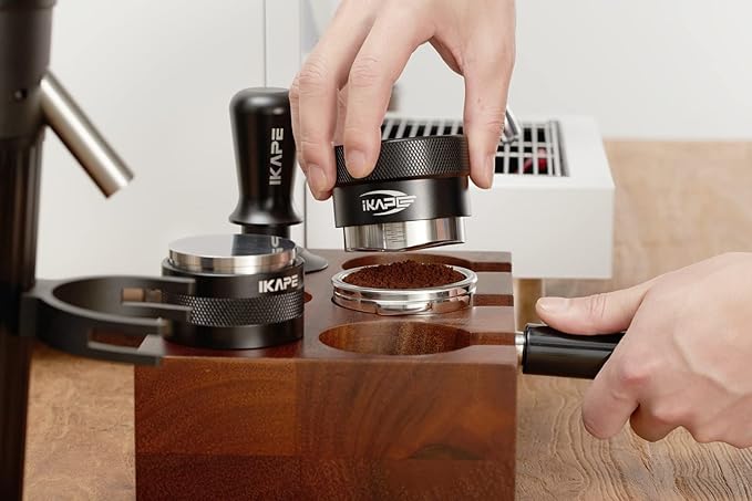 IKAPE Coffee Products, 51MM Coffee Distributor, Gravity Adaptive Espresso Distributor Fits All 51MM Espresso Portafilter, Compatible with 51MM Delonghi Bottomless Portafilter (Black)