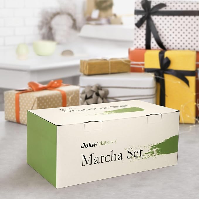 Matcha Whisk Set, Matcha Kit 10-Pcs, Bamboo Whisk and Bowl with Spout & Measuring Spoon & Glass, Japanese Tea Making Tools, White