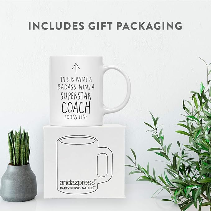 Andaz Press Funny 11oz. Ceramic Coffee Tea Mug Gift, This is What a Badass Ninja Superstar Coach Looks Like, 1-Pack, Birthday Christmas Gift Ideas Coworker