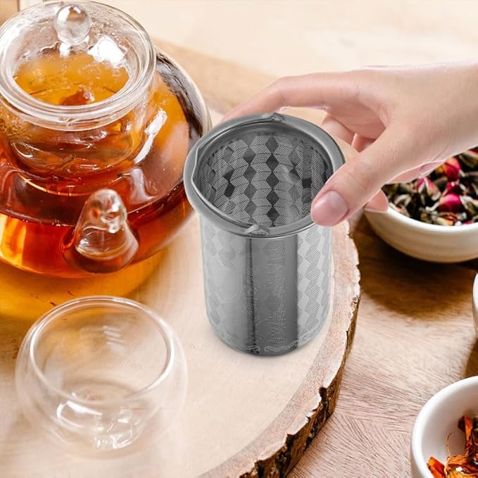 PRETYZOOM Stainless Steel Tea Infuser Mesh Strainer with Handle Replacement Tea Filter Basket for Loose Leaf Brewing in Teapots and Cups 3.54 Inch Compact Size