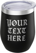 Gifts Inscribed Personalized Wine Tumbler with Lid – Black Custom Text Engraved Stainless Steel Insulated Mug for Hot & Cold Drinks – Customized Bridesmaid, Wedding, or Birthday Gift