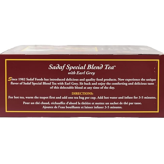 Sadaf Earl Grey Tea Bags | Special Blend Earl Grey Ceylon Black Tea | Product harvested in Sri Lanka | 100 bags (Pack of 2)