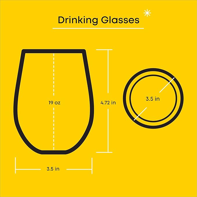 JoyJolt Hello Kitty Sweet Rainbow Stemless Drinking Glasses Set of 4, 19oz Glass Cups, Kawaii Kitchen Glassware Sets, Sanrio Hello Kitty Merch, Teardrop Tumblers for Water, Juice, Coffee, Iced Tea