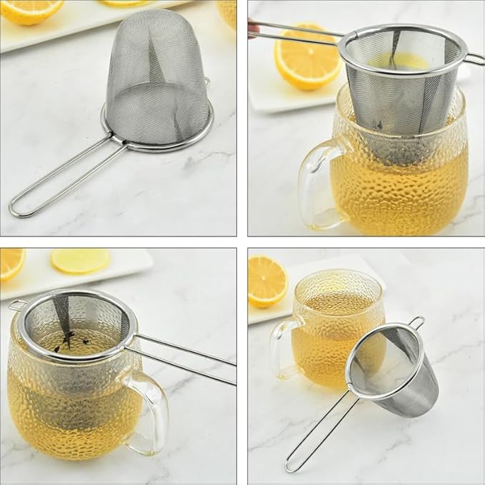 Stainless Steel Tea Strainer Set of 2 Reusable Fine Mesh Tea Filters for Loose Leaf Brewing and Herbal Infusions Kitchen Accessories