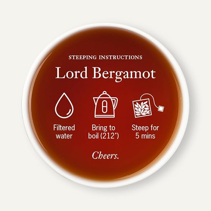 Steven Smith Teamaker Lord Bergamot No. 55, Caffeinated, Sugar-Free, Sustainably Grown, Full Leaf Earl Grey Black Tea Bags, 15 Sachets, 1.2oz each