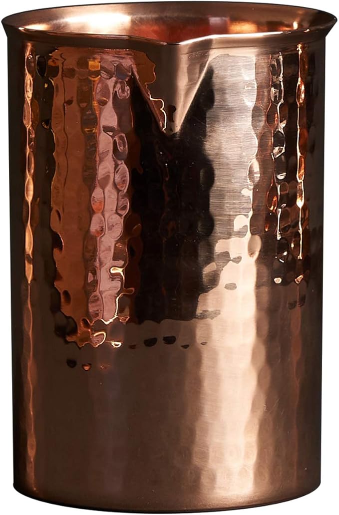 Sertodo Copper Cocktail Glass | Flat Bottom | 20 oz | 100% Pure Copper, Heavy Gauge, Hand Hammered | Keep Drinks Colder While Mixing | Professional Bartender Grade | Gift the Mixologist's Choice