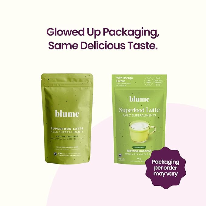 Blume Superfoods Latte - Matcha Powder with Coconut, Natural Caffeine, L-Theanine, All Day Energy & Focus, Sugar-Free, Moringa, Vegan, Organic Matcha Latte from Shizuoka Japan, Green Tea - 25 Servings