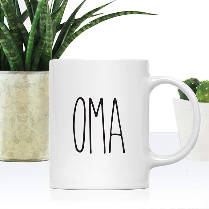 Andaz Press Simple Rustic Farmhouse Kitchen Decor 11oz. Ceramic Coffee Tea Mug Gift, Oma, 1-Pack, Birthday Christmas Gift Ideas for Family, Friends