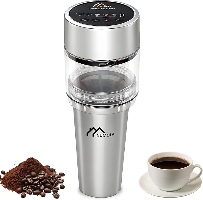 Numola Cold Brew Coffee Maker, 3 Brew Sizes with 16oz Stainless Steel Cup, Vacuum Self-Cleaning Coffee Machine with Removable Coffee Filter for Home Travelling Camping