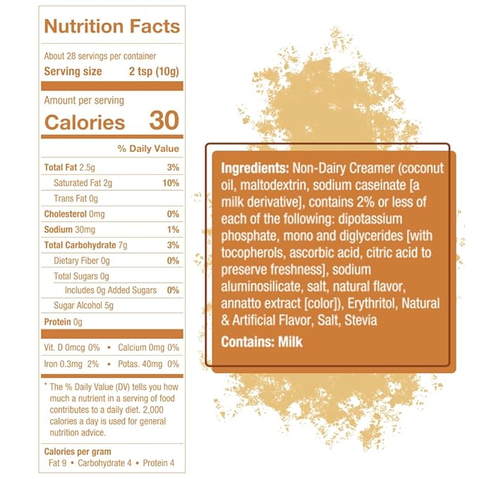 5 SPARROWS Sugar-Free Salted Caramel Powder Drink Mix- Stevia, Keto Friendly, No Sugar Coffee Creamer, 10 oz