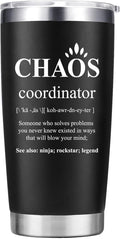 Thank You Gifts for Men, Coworker, Manager, Office, Teacher - Chaos Coordinator Tumbler - Birthday, Administration Professional Gifts - 20oz Black