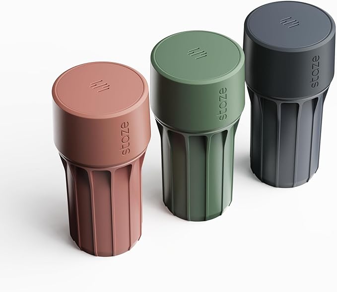 Staze Preserve Vacuum Sealed Storage Jars (148ml) | Patented Smell Proof Containers | Herb Storage & Food Storage Container with Protection - (AUTUMN TRIO)