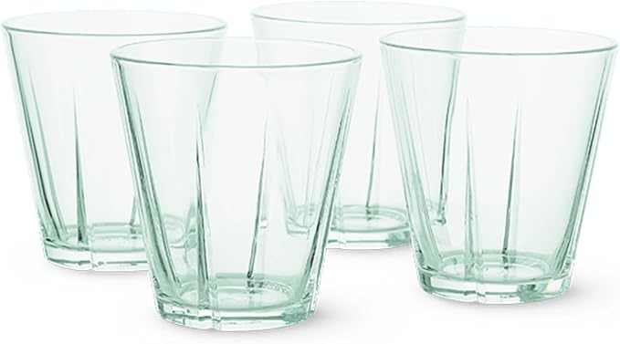 Rosendahl Grand Cru Recycled Glass Tumblers (Set of 4) - 8.8 Fl. Oz. - Lead-Free, Dishwasher Safe, Elegant Clear Glass Drinkware for Water, Juice, Coffee, and Wine - Modern, Durable (Green)