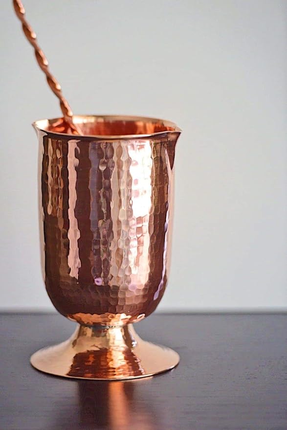 Sertodo Copper Cocktail Glass | Pedestal Base | 16 oz | 100% Pure Copper, Heavy Gauge, Hand Hammered | Keep Drinks Colder While Mixing | Professional Bartender Grade | Gift the Mixologist's Choice