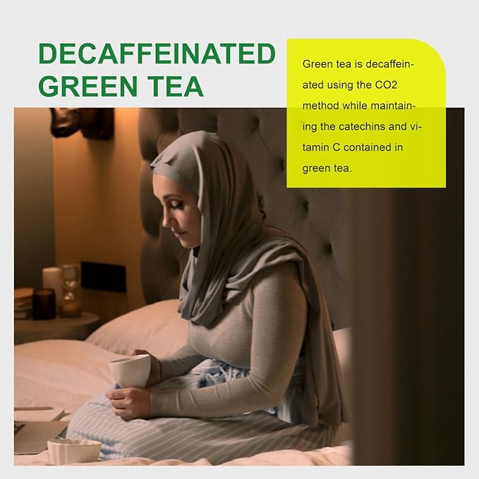 WT WEETEE Decaf Green Tea with Lemon Flavor, Decaffeinated Lemon Green Tea Bags 100 Count, Refreshing & Soothing, Super Antioxidant, Drink Whole Day
