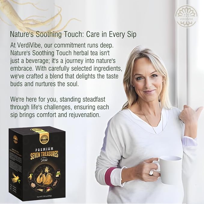 Premium Ginseng Kidney Liver Tea - 7 Treasures Traditional Tea for Men’s & Women’s Daily – 20 Bags/Box (20, Gingseng)