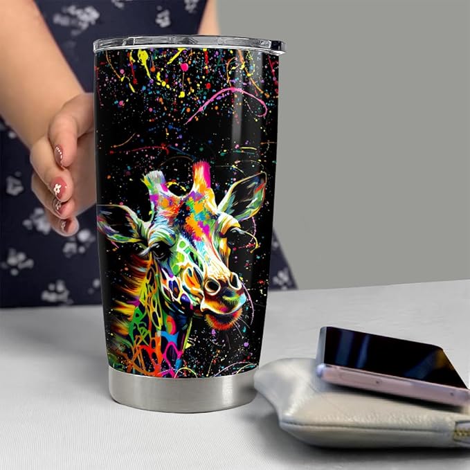 SANDJEST Giraffe Tumbler 20oz Giraffe Gifts for Women Girls Teen Stainless Steel Insulated Tumblers Coffee Travel Mug Cup Gift for Birthday Christmas