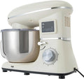 6.5Qt Stand Mixer, 1350W Electric Household Stand Kitchen Mixer With Lcd Timer Display, 6-Speed Dough Maker With Whisk Beater & Hook, For Baking Bread Cake Cream, Compact For Small Kitchen (white)