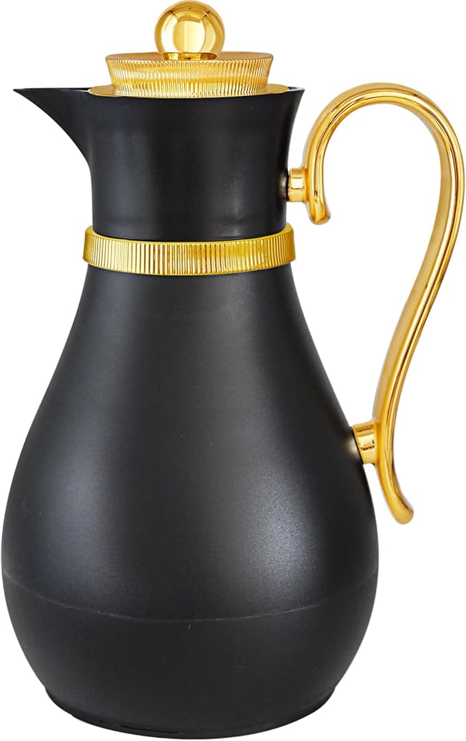 Insulated Thermal Coffee Carafe, 33 oz, Arabic-Style Coffee Pot,Insulated Carafe Flask for Coffee Hot Cold Drink Tea,Housewarming Ornaments (Black)